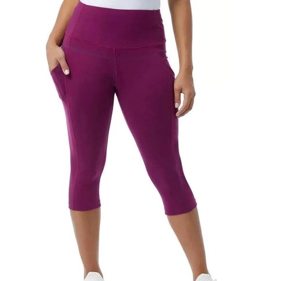 NWT 32 Degrees Cool Women's Pull On Capri Leggings Plum Size L $65 11HL386 - Picture 1 of 3